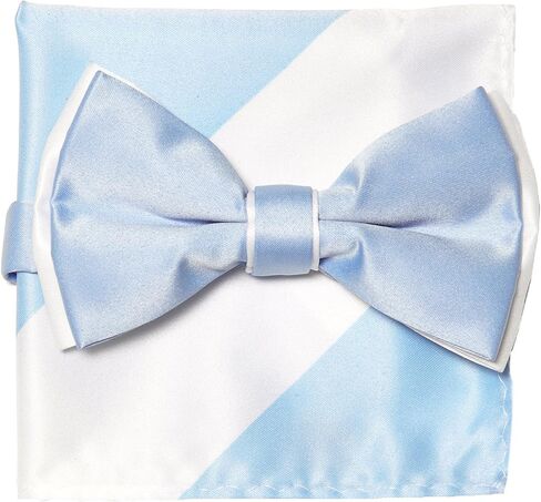 Vesuvio Napoli Bow Tie Handkerchief Set Two Tone Solid Color Design BowTie Hanky Pocket Square in Saudi Arabia