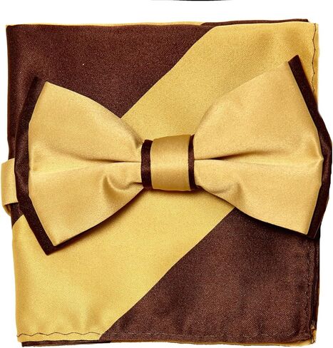 Vesuvio Napoli Bow Tie Handkerchief Set Two Tone Solid Color Design BowTie Hanky Pocket Square in Saudi Arabia