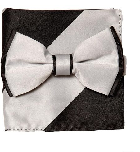 Vesuvio Napoli Bow Tie Handkerchief Set Two Tone Solid Color Design BowTie Hanky Pocket Square in Saudi Arabia