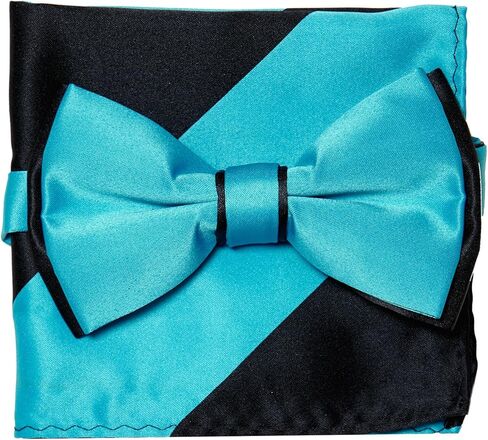 Vesuvio Napoli Bow Tie Handkerchief Set Two Tone Solid Color Design BowTie Hanky Pocket Square in Saudi Arabia