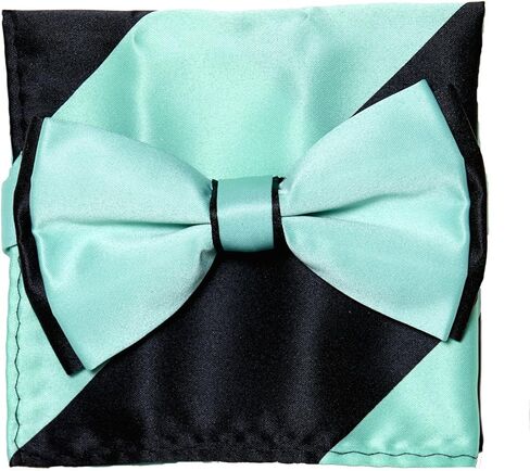 Vesuvio Napoli Bow Tie Handkerchief Set Two Tone Solid Color Design BowTie Hanky Pocket Square in Saudi Arabia