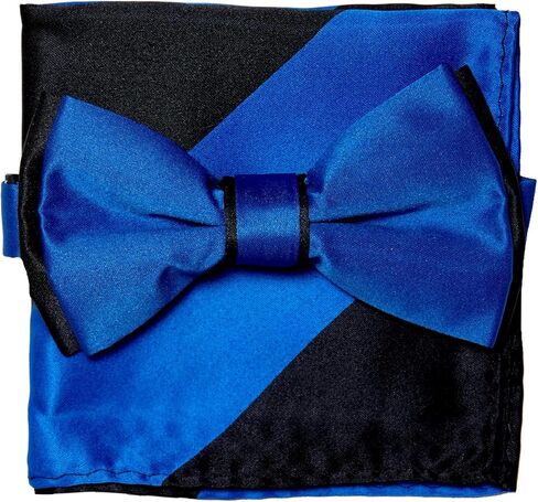 Vesuvio Napoli Bow Tie Handkerchief Set Two Tone Solid Color Design BowTie Hanky Pocket Square in Saudi Arabia