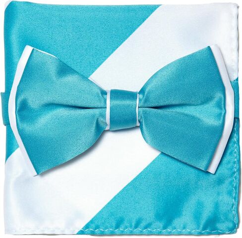Vesuvio Napoli Bow Tie Handkerchief Set Two Tone Solid Color Design BowTie Hanky Pocket Square in Saudi Arabia
