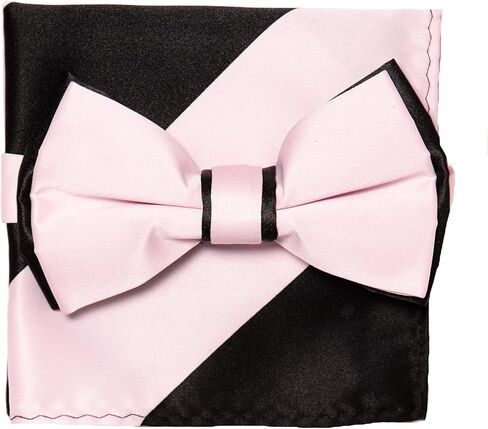 Vesuvio Napoli Bow Tie Handkerchief Set Two Tone Solid Color Design BowTie Hanky Pocket Square in Saudi Arabia