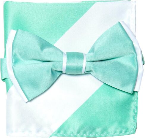 Vesuvio Napoli Bow Tie Handkerchief Set Two Tone Solid Color Design BowTie Hanky Pocket Square in Saudi Arabia