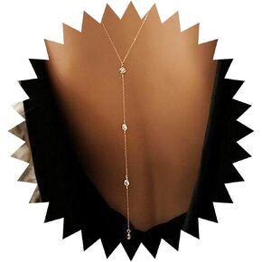 WZNBBOY مثير طويل شرابة خلفية قلادة كريستال الجسم سلسلة قلادة عارية الذراعين الذهب حجر الراين Y عارية الذراعين قلادة الزفاف العرائس اللباس الملحقات بيكيني الصيف الشاطئ الجسم قلادة مجوهرات للنساء in Kuwait