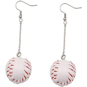 Sports Game Baseball Earrings Asymmetrical 3D Ball Softball Bat Earrings Clip On Non-piercing Jewelry for Women Cute Player Cheer Leader Accessories