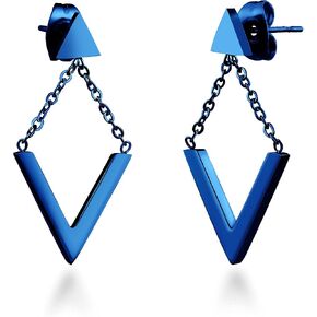 555Jewelry نسائي من الفولاذ المقاوم للصدأ على شكل حرف V على شكل مثلث أقراط متدلية in Kuwait