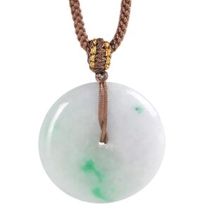 قلادة من حجر اليشم الطبيعي بورما من جوبتو، قلادة دائرية من اليشم النقي، قلادة منحوتة يدويًا بحبل منسوج يدويًا من اليشم على شكل دونات بارك مع امان in Kuwait