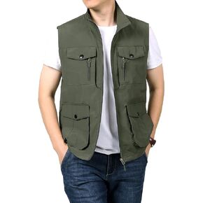 LOUECHY Men's Travel Vest Multi Pockets Utility Vest Lightweight Sleeveless Jacket for Hiking Fishing Golf