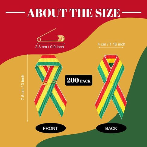 Unittype 200 Pcs Juneteenth Ribbon Pins African Pin Juneteenth Accessories for Men Women Clothes Bags Juneteenth Decoration, Satin and Metal in Saudi Arabia