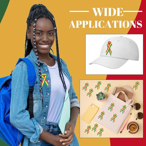 Unittype 200 Pcs Juneteenth Ribbon Pins African Pin Juneteenth Accessories for Men Women Clothes Bags Juneteenth Decoration, Satin and Metal in Saudi Arabia