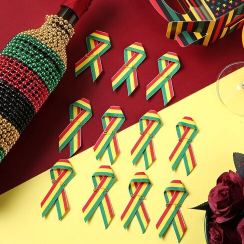Unittype 200 Pcs Juneteenth Ribbon Pins African Pin Juneteenth Accessories for Men Women Clothes Bags Juneteenth Decoration, Satin and Metal in Saudi Arabia