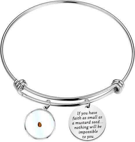AKTAP Faith Bangle Real Mustard Seed Jewelry Inspirational Religious Gift If You Have Faith As Small As A Mustard Seed Nothing Will Be Impossible (Have Faith Bangle) in Saudi Arabia