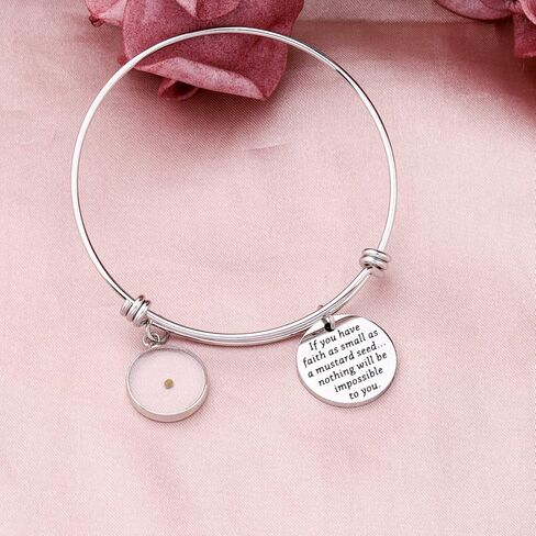 AKTAP Faith Bangle Real Mustard Seed Jewelry Inspirational Religious Gift If You Have Faith As Small As A Mustard Seed Nothing Will Be Impossible (Have Faith Bangle) in Saudi Arabia