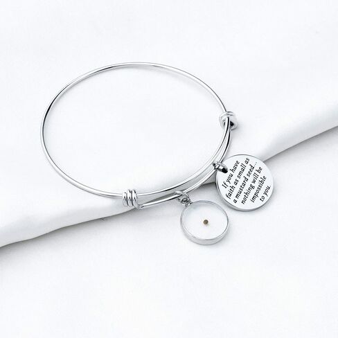 AKTAP Faith Bangle Real Mustard Seed Jewelry Inspirational Religious Gift If You Have Faith As Small As A Mustard Seed Nothing Will Be Impossible (Have Faith Bangle) in Saudi Arabia