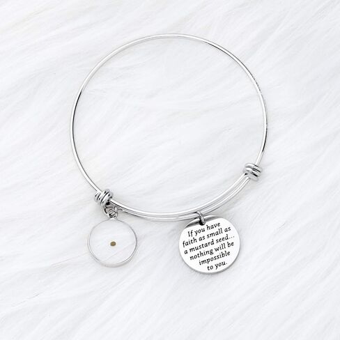 AKTAP Faith Bangle Real Mustard Seed Jewelry Inspirational Religious Gift If You Have Faith As Small As A Mustard Seed Nothing Will Be Impossible (Have Faith Bangle) in Saudi Arabia