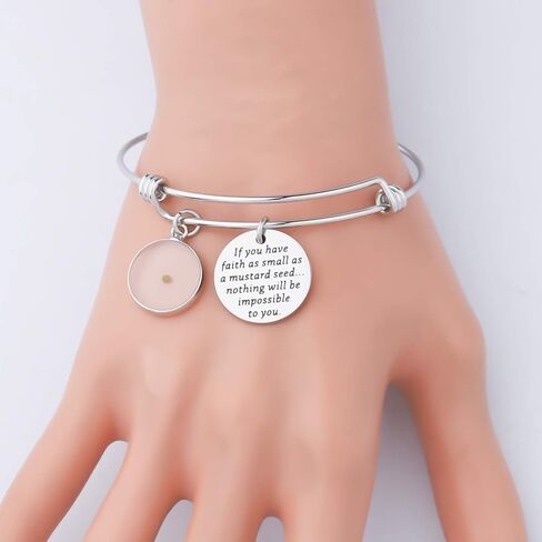 AKTAP Faith Bangle Real Mustard Seed Jewelry Inspirational Religious Gift If You Have Faith As Small As A Mustard Seed Nothing Will Be Impossible (Have Faith Bangle) in Saudi Arabia