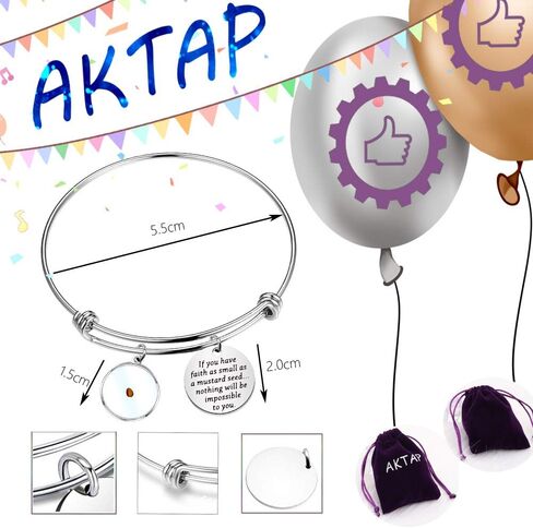 AKTAP Faith Bangle Real Mustard Seed Jewelry Inspirational Religious Gift If You Have Faith As Small As A Mustard Seed Nothing Will Be Impossible (Have Faith Bangle) in Saudi Arabia