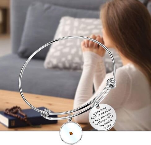 AKTAP Faith Bangle Real Mustard Seed Jewelry Inspirational Religious Gift If You Have Faith As Small As A Mustard Seed Nothing Will Be Impossible (Have Faith Bangle) in Saudi Arabia
