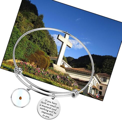 AKTAP Faith Bangle Real Mustard Seed Jewelry Inspirational Religious Gift If You Have Faith As Small As A Mustard Seed Nothing Will Be Impossible (Have Faith Bangle) in Saudi Arabia