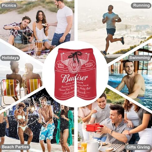 nrseag Mens Swim Trunks Quick Dry 3D Printed Drawstring Swimming Pants Elastic Waist Beach Board Shorts with Mesh Lining in Saudi Arabia