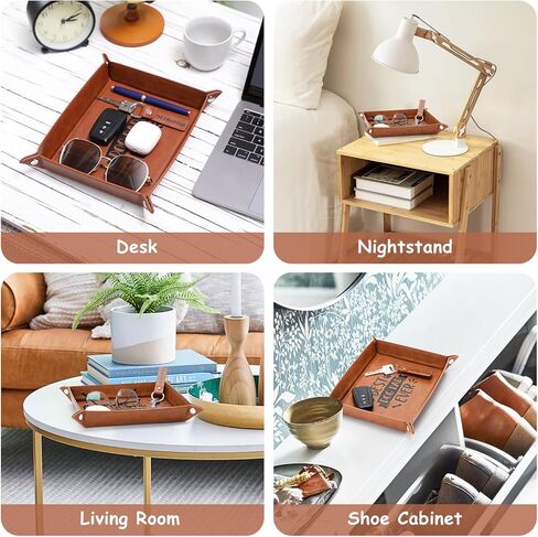 صينية من الجلد الصناعي لتنظيم سلسلة المفاتيح من الجلد الصناعي للرجال من ايكوديس، صينية مفاتيح للكلب والد للمنضدة بجانب السرير والمكتب ومحبي الكلاب، افكار هدايا لعيد الاب والكريسماس واعياد الميلاد in Kuwait