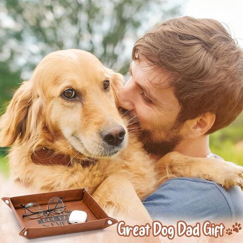 صينية من الجلد الصناعي لتنظيم سلسلة المفاتيح من الجلد الصناعي للرجال من ايكوديس، صينية مفاتيح للكلب والد للمنضدة بجانب السرير والمكتب ومحبي الكلاب، افكار هدايا لعيد الاب والكريسماس واعياد الميلاد in Kuwait