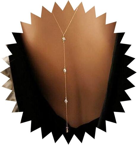 WZNBBOY مثير طويل شرابة خلفية قلادة كريستال الجسم سلسلة قلادة عارية الذراعين الذهب حجر الراين Y عارية الذراعين قلادة الزفاف العرائس اللباس الملحقات بيكيني الصيف الشاطئ الجسم قلادة مجوهرات للنساء in Kuwait