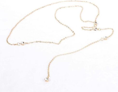 WZNBBOY مثير طويل شرابة خلفية قلادة كريستال الجسم سلسلة قلادة عارية الذراعين الذهب حجر الراين Y عارية الذراعين قلادة الزفاف العرائس اللباس الملحقات بيكيني الصيف الشاطئ الجسم قلادة مجوهرات للنساء in Kuwait