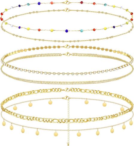 IRONBOX 6 قطع سلسلة الخصر بيكيني سلسلة الجسم للنساء الطبقات الذهب سلسلة البطن للخصر اللؤلؤ حبة الجسم مجوهرات اكسسوارات للنساء والفتيات in Kuwait