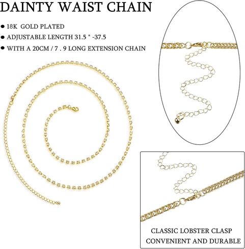 IRONBOX 6 قطع سلسلة الخصر بيكيني سلسلة الجسم للنساء الطبقات الذهب سلسلة البطن للخصر اللؤلؤ حبة الجسم مجوهرات اكسسوارات للنساء والفتيات in Kuwait