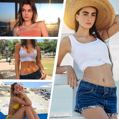 IRONBOX 6 قطع سلسلة الخصر بيكيني سلسلة الجسم للنساء الطبقات الذهب سلسلة البطن للخصر اللؤلؤ حبة الجسم مجوهرات اكسسوارات للنساء والفتيات in Kuwait