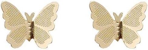 ميابي جريس اقراط نسائية انيقة على شكل فراشات مفرغة صغيرة بمشبك غير مرئي، اقراط مريحة غير مثقوبة بلون ذهبي in Kuwait