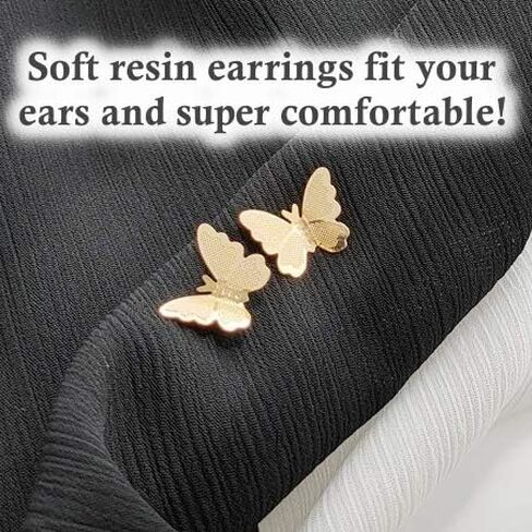 ميابي جريس اقراط نسائية انيقة على شكل فراشات مفرغة صغيرة بمشبك غير مرئي، اقراط مريحة غير مثقوبة بلون ذهبي in Kuwait