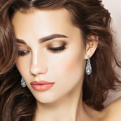 HAIAISO 4 أزواج مشبك على الأقراط للنساء كريستال حجر الراين الزفاف الزفاف دمعة قطرة تتدلى الأقراط شرابة طويلة الثريا كليب على الأقراط غير مثقوبة أقراط الزفاف حفلة موسيقية للفتيات in Kuwait