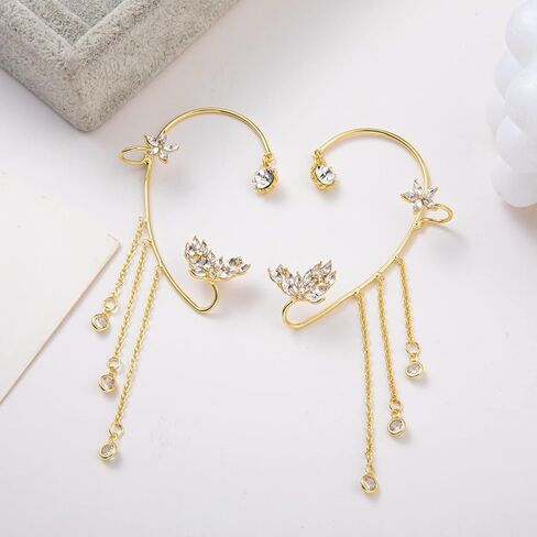 مجموعة أقراط مشبكية من LOREMOW مكونة من زوجين من أقراط الأذن للنساء بمشبك على أقراط غير مثقوبة على شكل زهرة القمر ونجمة القمر in Kuwait