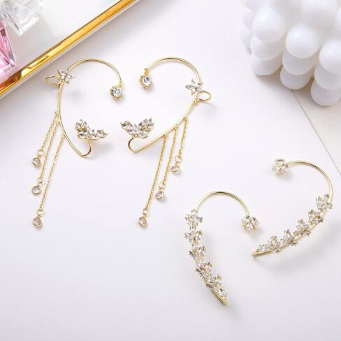 مجموعة أقراط مشبكية من LOREMOW مكونة من زوجين من أقراط الأذن للنساء بمشبك على أقراط غير مثقوبة على شكل زهرة القمر ونجمة القمر in Kuwait