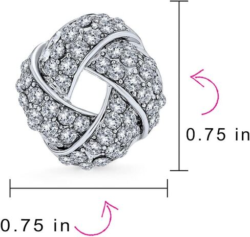 Twist Braided Pave Crystal Love Knot Button Style Clip On Earring For Women Non Pierced Ears Rose Gold tone Silver Plated in Saudi Arabia