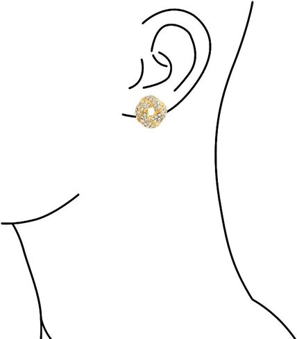 Twist Braided Pave Crystal Love Knot Button Style Clip On Earring For Women Non Pierced Ears Rose Gold tone Silver Plated in Saudi Arabia