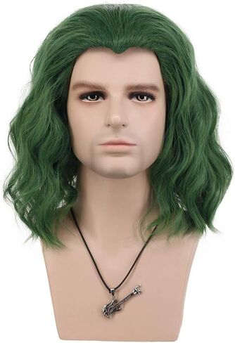 باروكة شعر مستعار قصير مجعد للرجال من VGbeaty للبالغين باللون الأخضر للهالوين زي الرسوم المتحركة in Kuwait