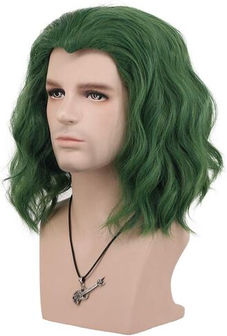 باروكة شعر مستعار قصير مجعد للرجال من VGbeaty للبالغين باللون الأخضر للهالوين زي الرسوم المتحركة in Kuwait