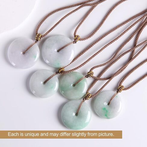 قلادة من حجر اليشم الطبيعي بورما من جوبتو، قلادة دائرية من اليشم النقي، قلادة منحوتة يدويًا بحبل منسوج يدويًا من اليشم على شكل دونات بارك مع امان in Kuwait