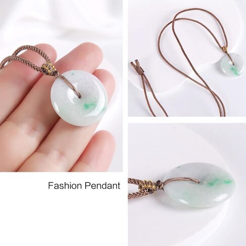 قلادة من حجر اليشم الطبيعي بورما من جوبتو، قلادة دائرية من اليشم النقي، قلادة منحوتة يدويًا بحبل منسوج يدويًا من اليشم على شكل دونات بارك مع امان in Kuwait