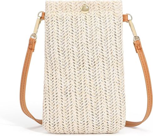 Small Straw Woven Crossbody Bag Cell Phone Purse Shoulder Straw Clutch Summer Beach Wallet Handbags For Women Girl Vacation in Saudi Arabia