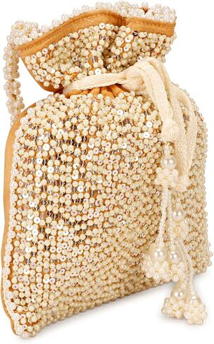 حقيبة هندي عرقية كلاتش حرير بوتلي باتوا مع هدية خرز للنساء in Kuwait