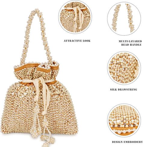 حقيبة هندي عرقية كلاتش حرير بوتلي باتوا مع هدية خرز للنساء in Kuwait