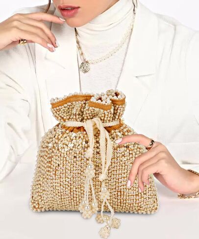 حقيبة هندي عرقية كلاتش حرير بوتلي باتوا مع هدية خرز للنساء in Kuwait