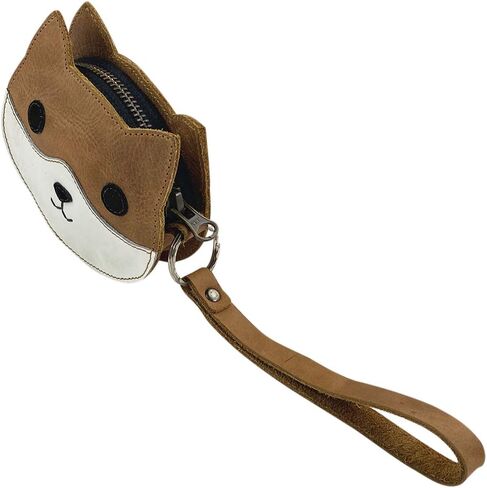 Hide & Drink, Small Cat Face Clutch Handmade from Full Grain Leather - Minimalist Purse to Carry Money, Change, Cards - Mini Pouch with Zipper - Cat Lover Gift for Men or Women - Single Malt Mahogany in Saudi Arabia