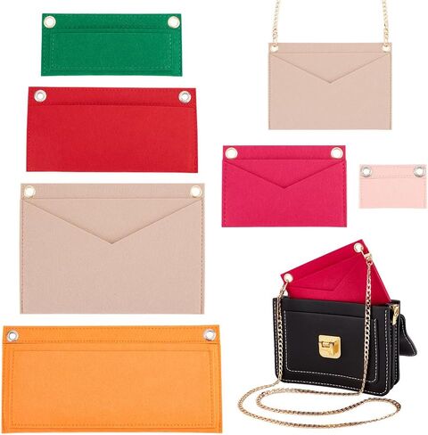 WADORN 6 Sizes Purse Organizer Insert Conversion Kit with Metal Chain, Felt Handbag Organizer Insert Women Envelope Bag Coin Wallet Conversion Accessories, Width: 3.35/5.71/6.65/8.07/8.66/10.24 Inch in Saudi Arabia